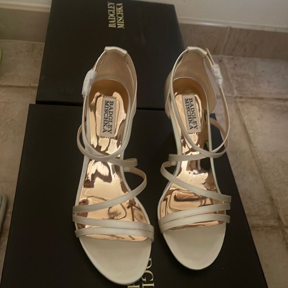 Ivory satin size 6.5 wedge dress sandal